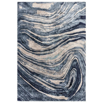 Katherine Carnaby Tuscany Modern Abstract Marbled Shimmer Smooth Soft-Touch High-Density Handmade Bamboo Silk/Wool Lazulite Marble Beige/Taupe/Navy/Teal Rug-Asiatic Carpets-Rug Love - The Most Loved Rug Store